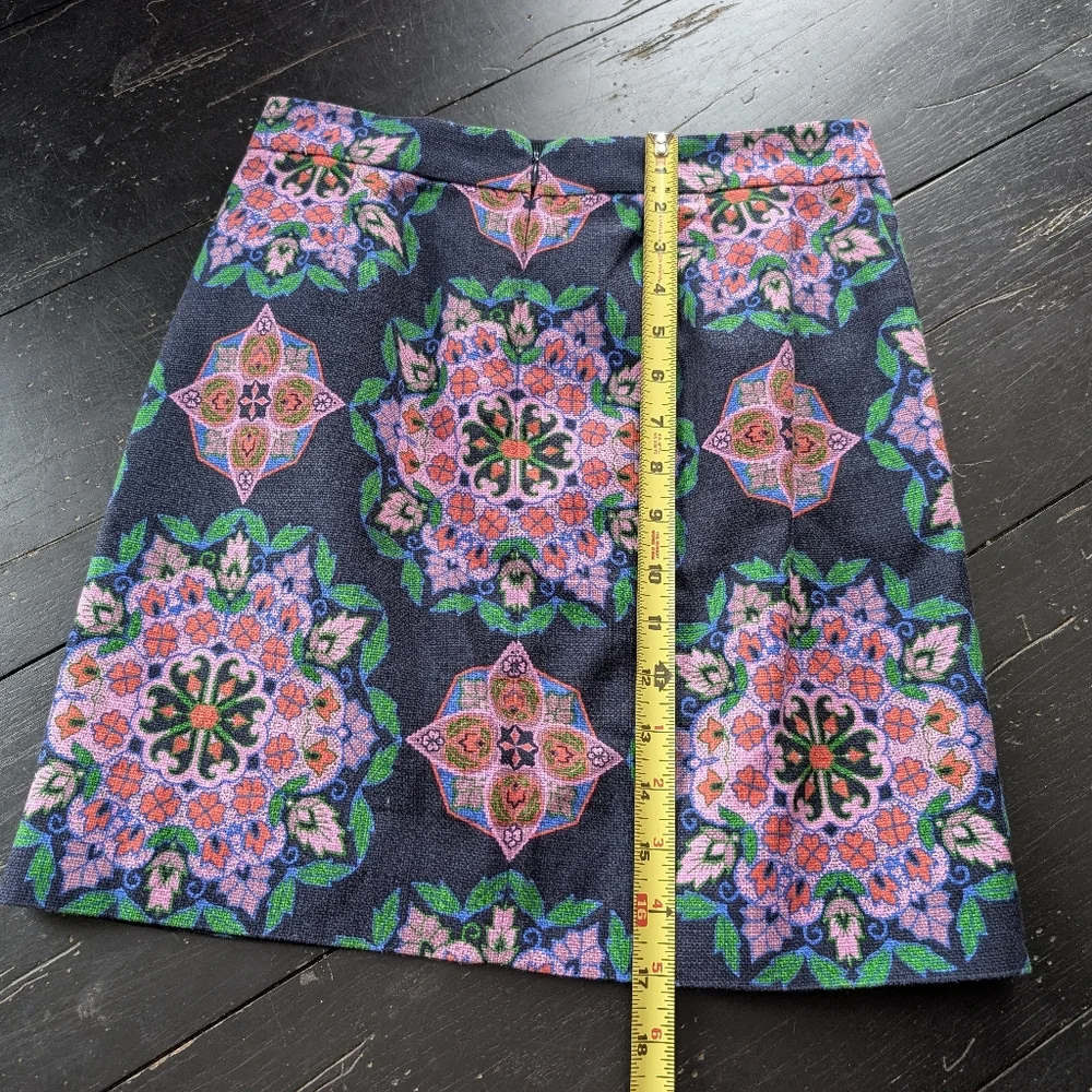 J.CREW Women's 00 Floral Geometric Print Cotton Mini Skirt Preppy Indie Mod